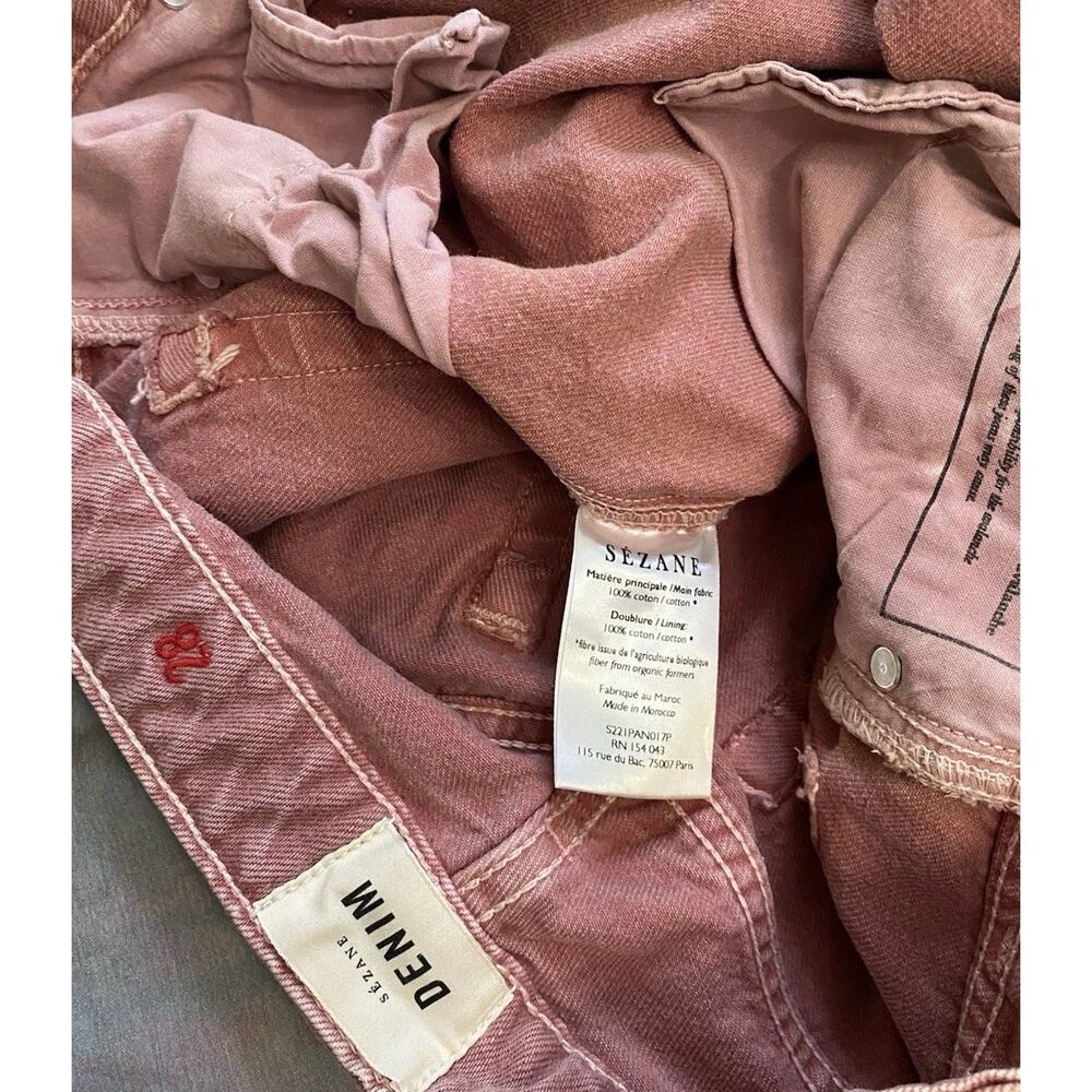 SEZANE BRUT SEXY Straight Leg Jeans Rose Stonewashed Vintage PINK Denim Sz 28 - Picture 7 of 8
